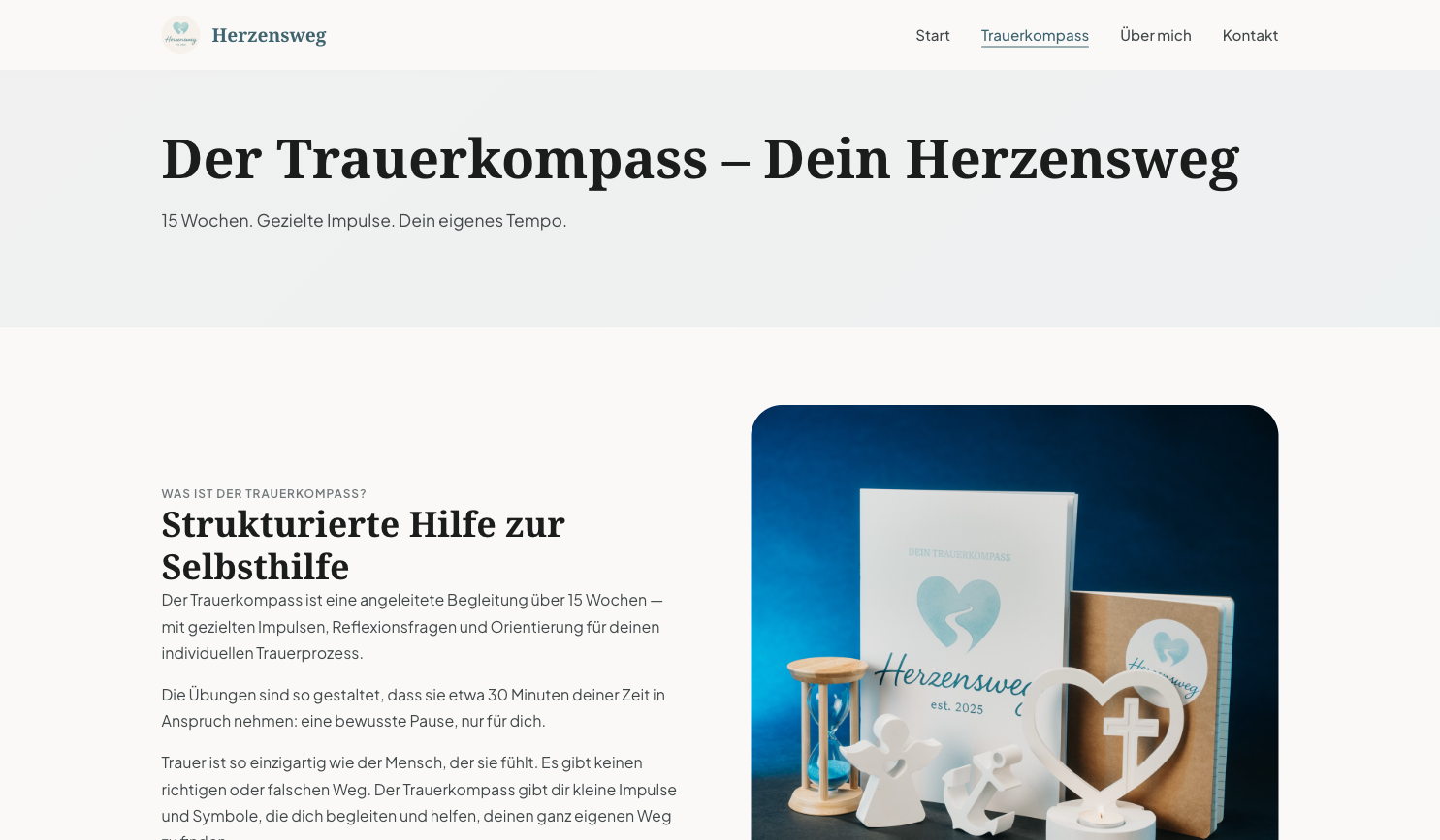 Screenshot Herzensweg — Trauerkompass