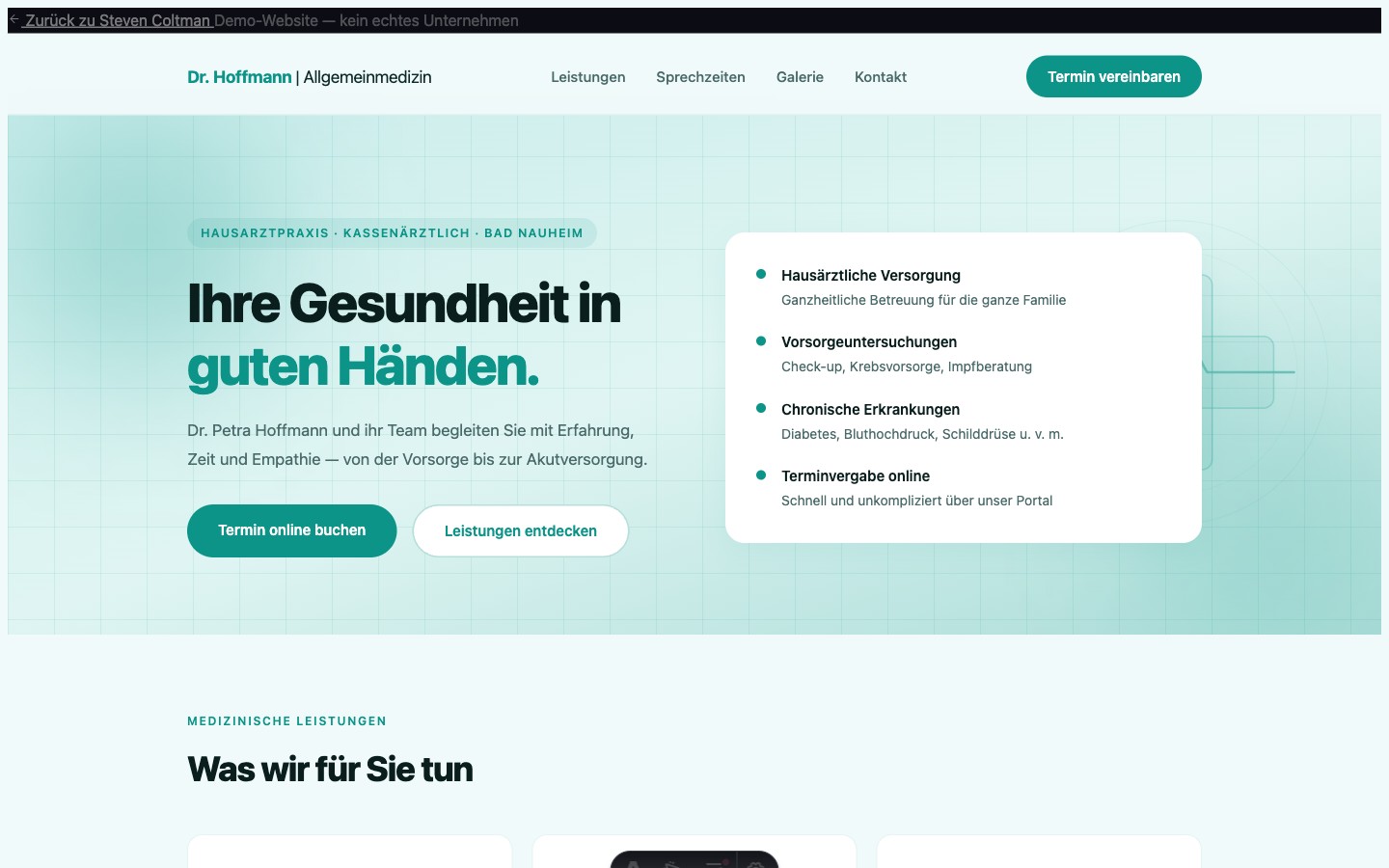 Screenshot Dr. Petra Hoffmann — Allgemeinmedizin