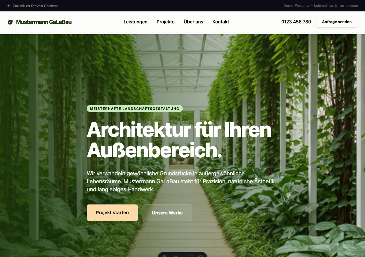 Screenshot Mustermann Garten- und Landschaftsbau GmbH