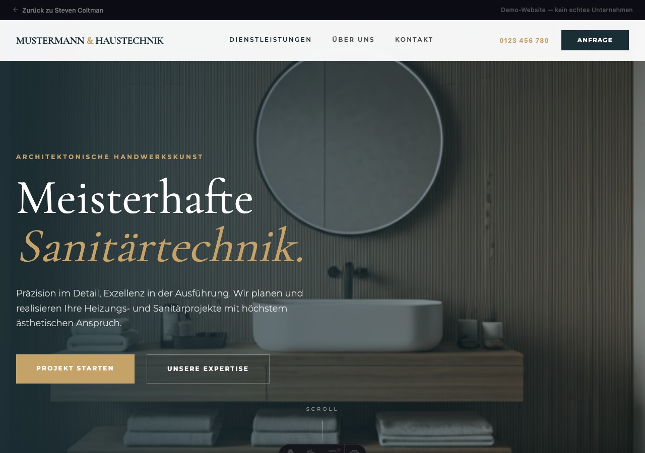 Screenshot Mustermann Haustechnik GmbH