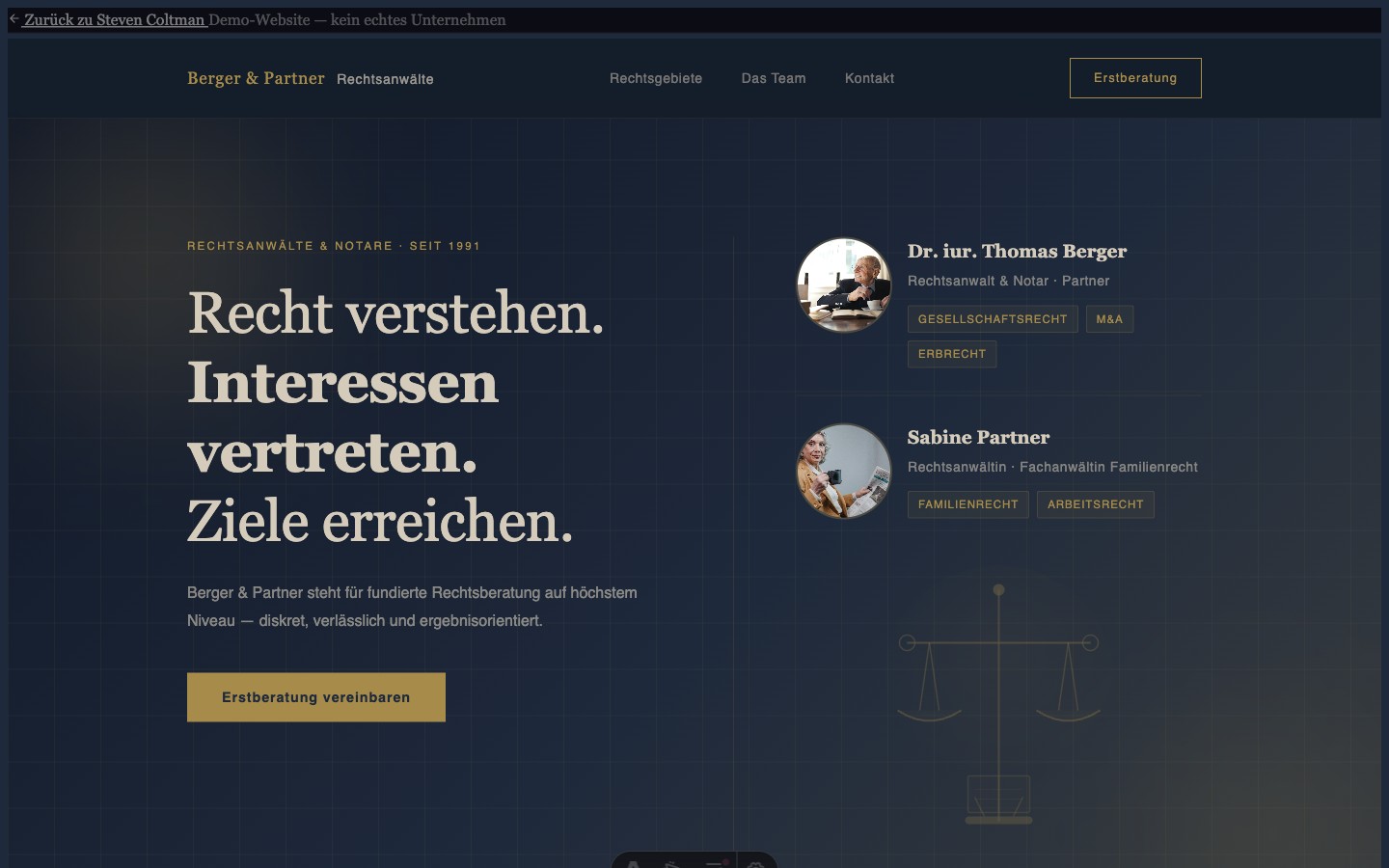 Screenshot Berger & Partner Rechtsanwälte